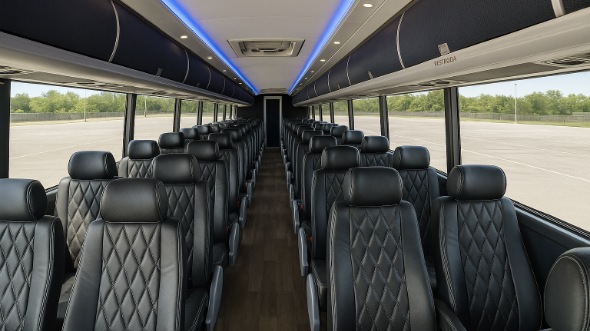 Interior of Charter Bus Company Burnsville's 56 Passenger Charter Bus in Burnsville