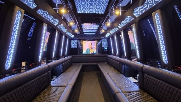 Interior of Charter Bus Company Burnsville's Party Bus in Burnsville