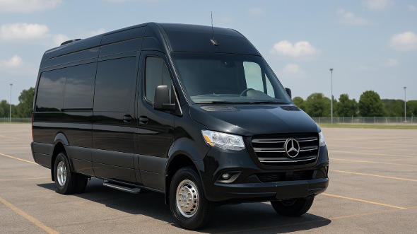 Exterior of Charter Bus Company Apple Valley's Sprinter Limo in Apple Valley